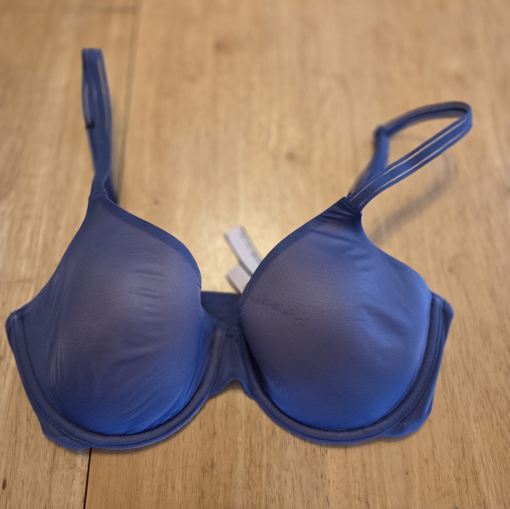 Victoria's Secret Lined Perfect Coverage Blue Underwire Bra 32D